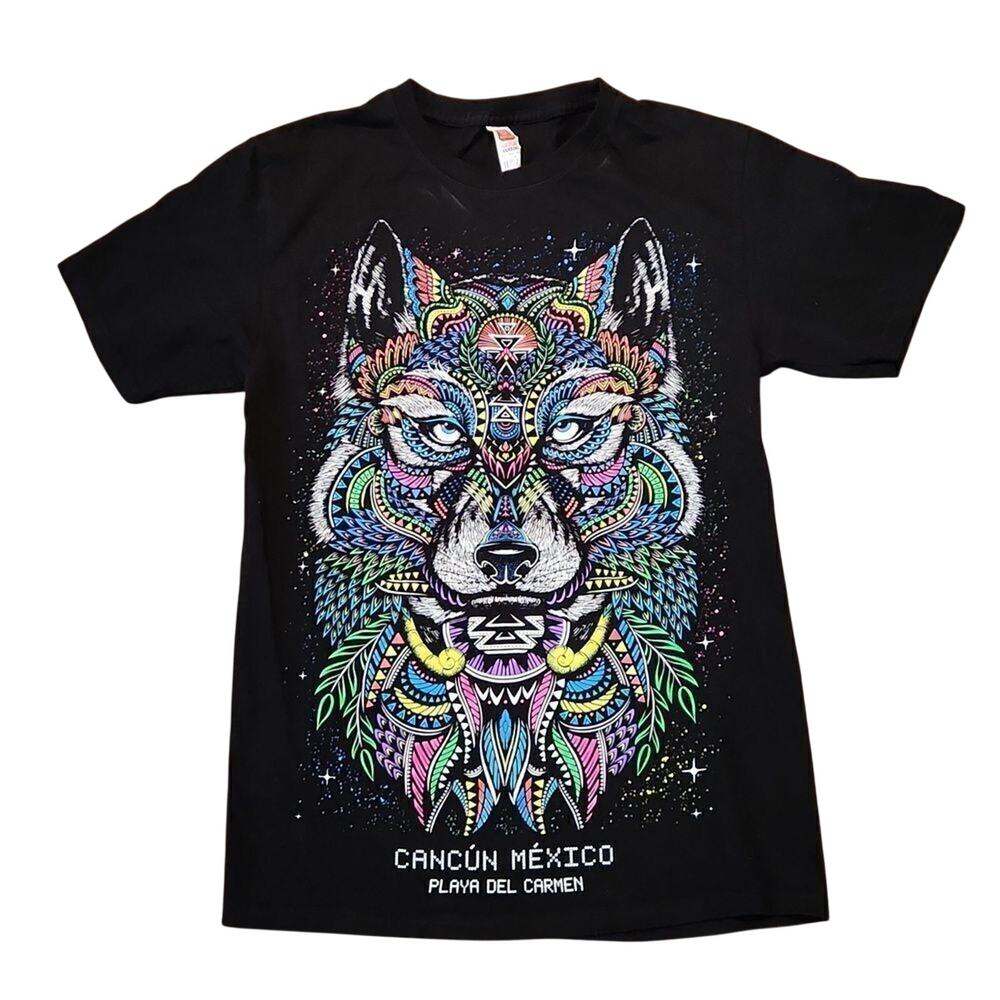 Women's small black short sleeve t-shirt Cancun Mexico Playa Del Carmen